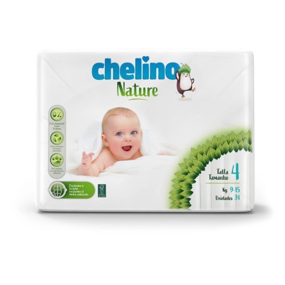 CHELINO NATURE PACK AHORRO PAÑALES Talla 4 9-15 kg, 136 Pañales 4 paqu