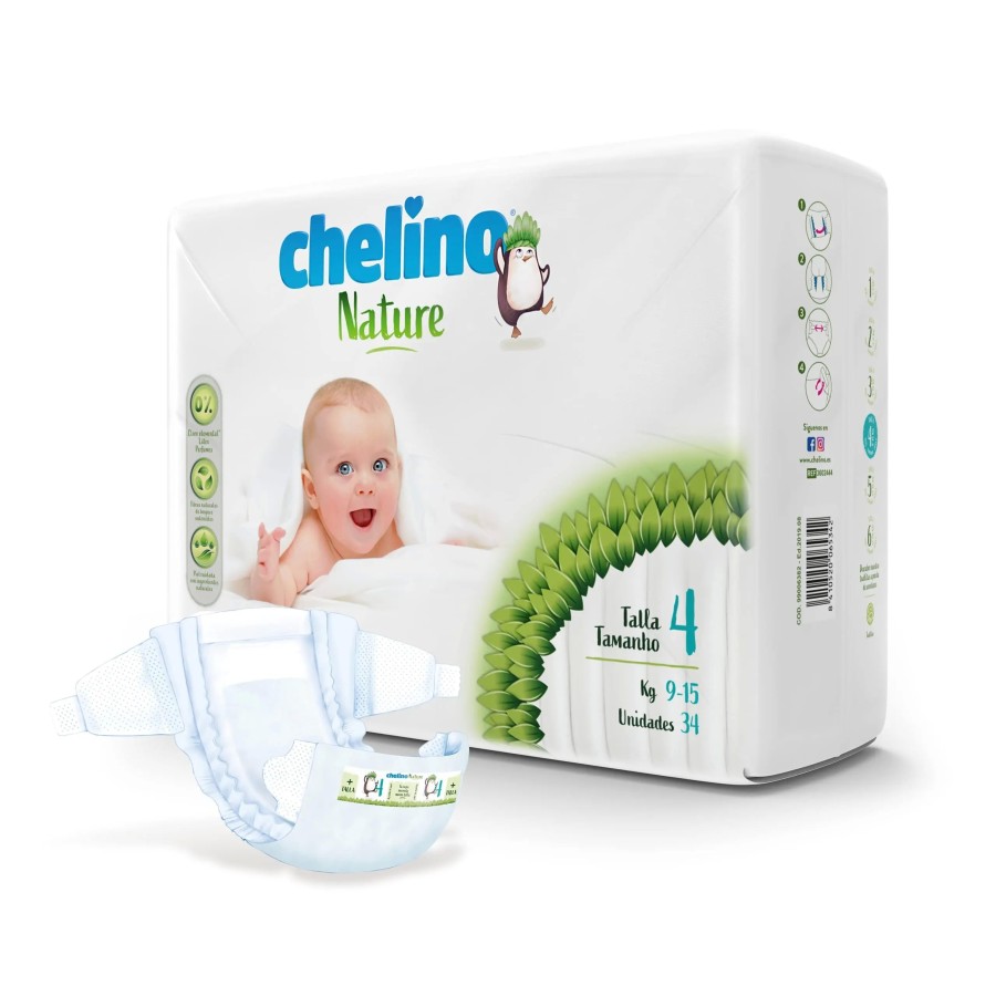 CHELINO NATURE PACK AHORRO PAÑALES Talla 4 9-15 kg, 136 Pañales 4 paqu