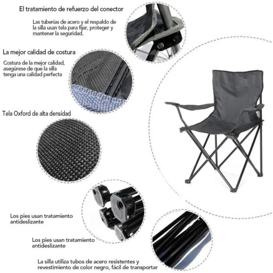 GREATOOL Silla Plegable de Camping de Acero, 50x50x80cm, Silla de Acam GREATOOL Silla Plegable de Camping de Acero, 50x50x80cm, Silla de Acam