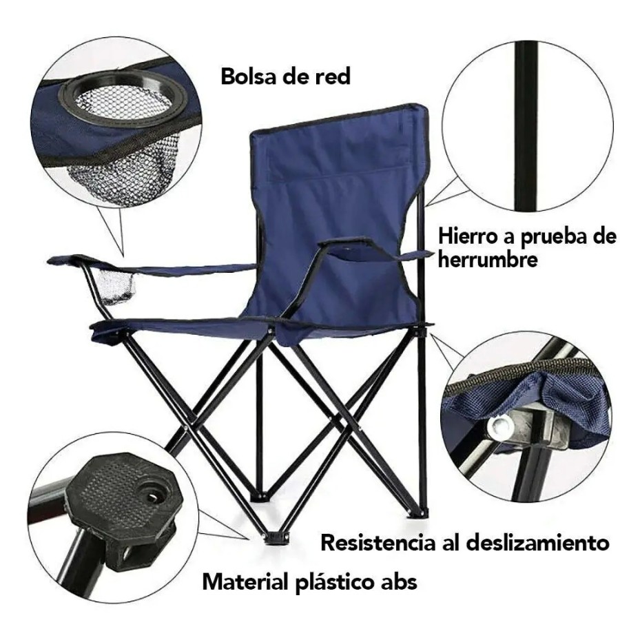 GREATOOL Silla Plegable de Camping de Acero, 50x50x80cm, Silla de Acam