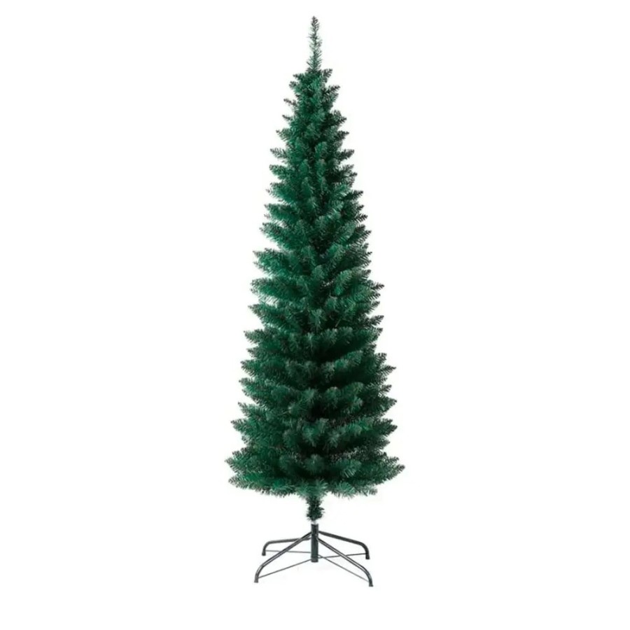 Árbol Navidad Slim Verde ESTRECHO Material Espumillón 150 a 210 cm