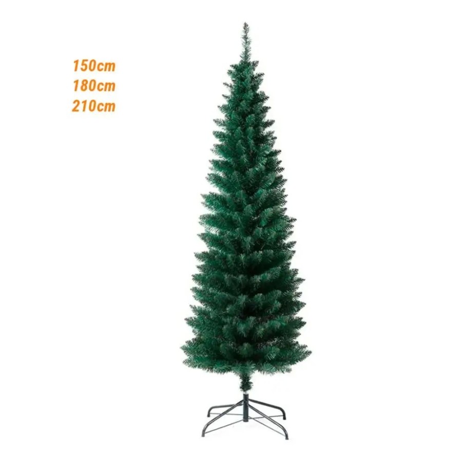 Árbol Navidad Slim Verde ESTRECHO Material Espumillón 150 a 210 cm