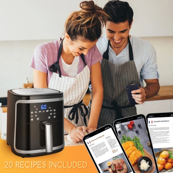 AIGOSTAR Freidora de Aire sin Aceite 7L,1900W, Inteligente. Conexión W