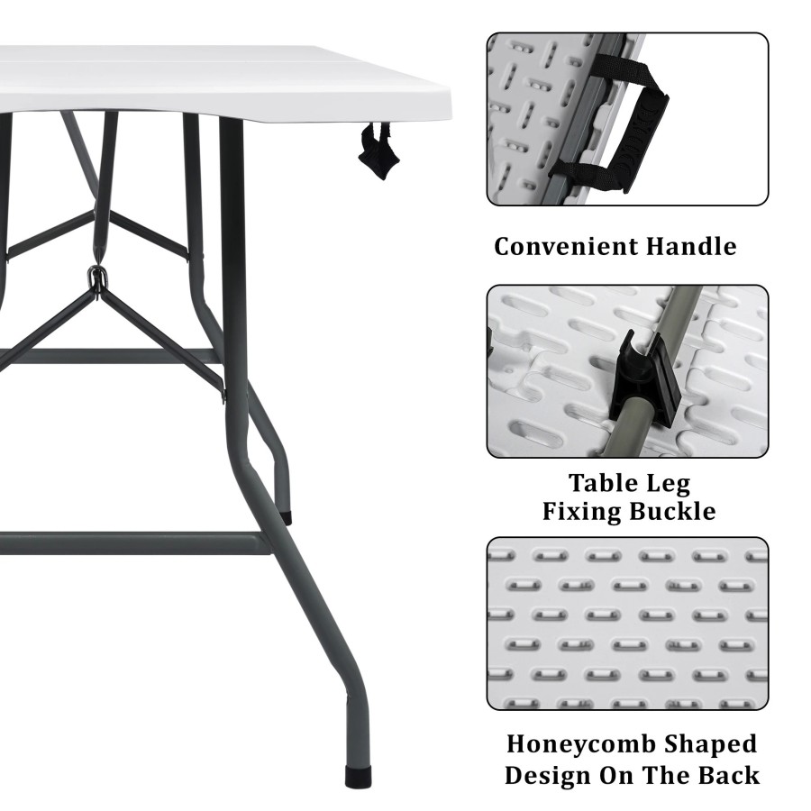 T-LoVendo - Mesa Plegable Rectangular de 180 cm y 150 Kg de Carga, Por