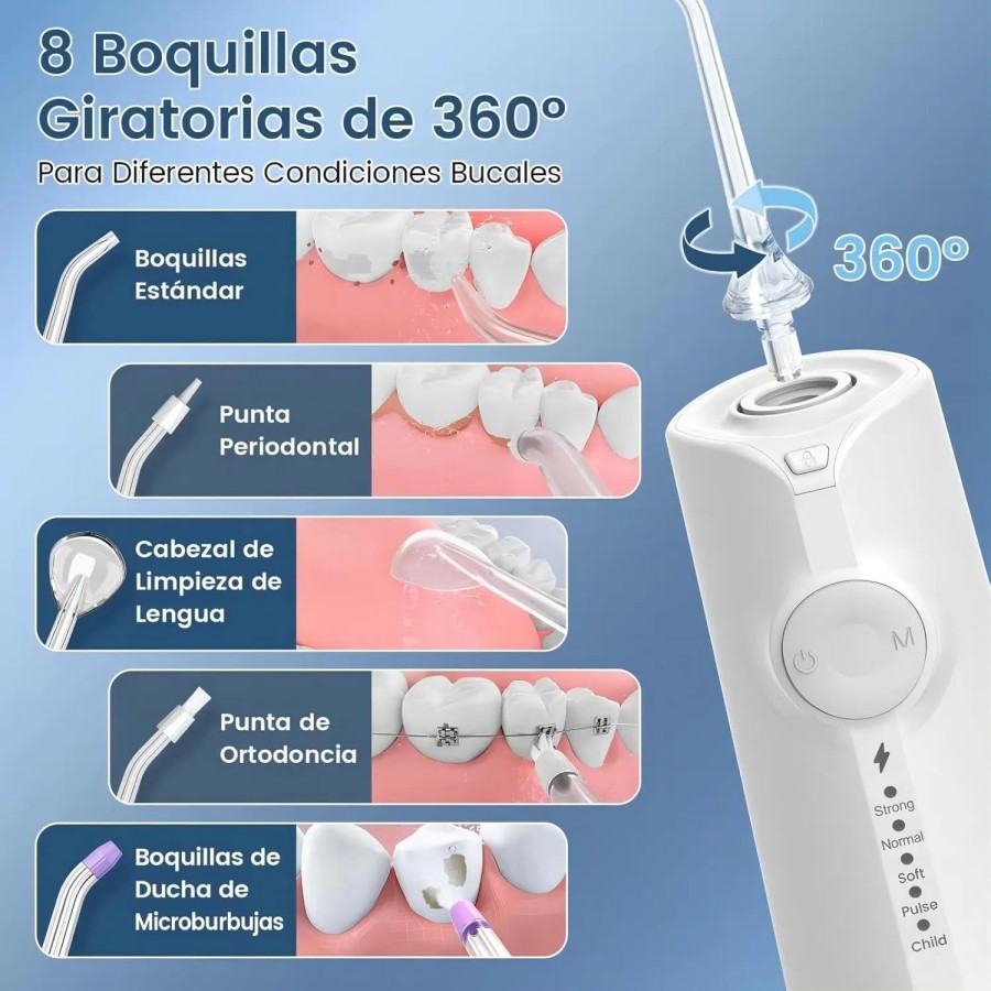 Irrigador Dental, Irrigador Bucal Portatil Inalámbrico Profesional 8 B