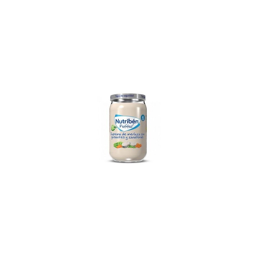 Nutribén Potitos Suprema de Merluza con Guisantes y Zanahorias 235gr Ingredientes 100% naturales. A partir de los 6 meses