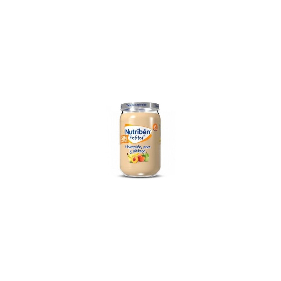 Nutribén Potito Melocotón, Pera y Plátano SIn Almidones 235gr Ingredientes 100% naturales. Sin azúcares añadidos.
