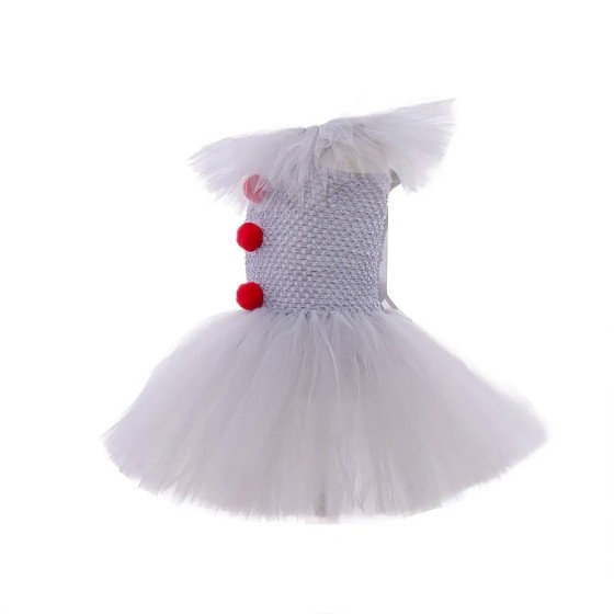 Vestido de tutú Pennywise para niñas, disfraz de payaso gris aterrador