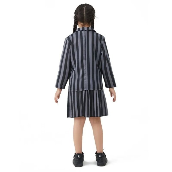 Addams disfraz de Cosplay de Halloween para niñas, traje de uniforme d