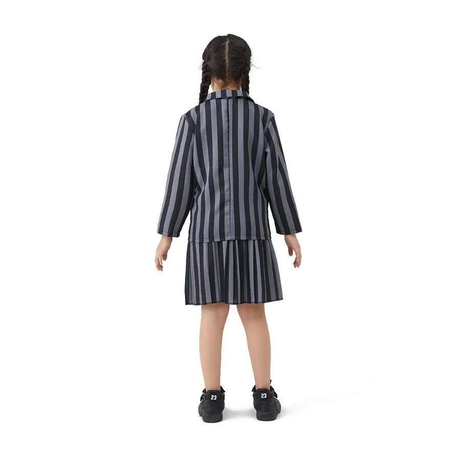 Addams disfraz de Cosplay de Halloween para niñas, traje de uniforme d