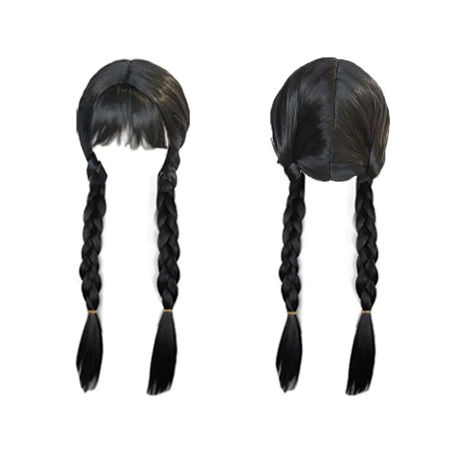 Addams-Disfraz de cumpleaños para niñas, vestido de fiesta con Peluca