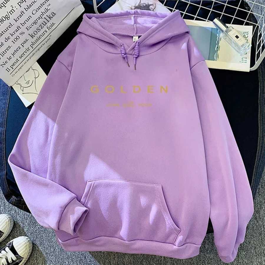 JungKook-Sudadera con capucha dorada para mujer, sudaderas con capucha