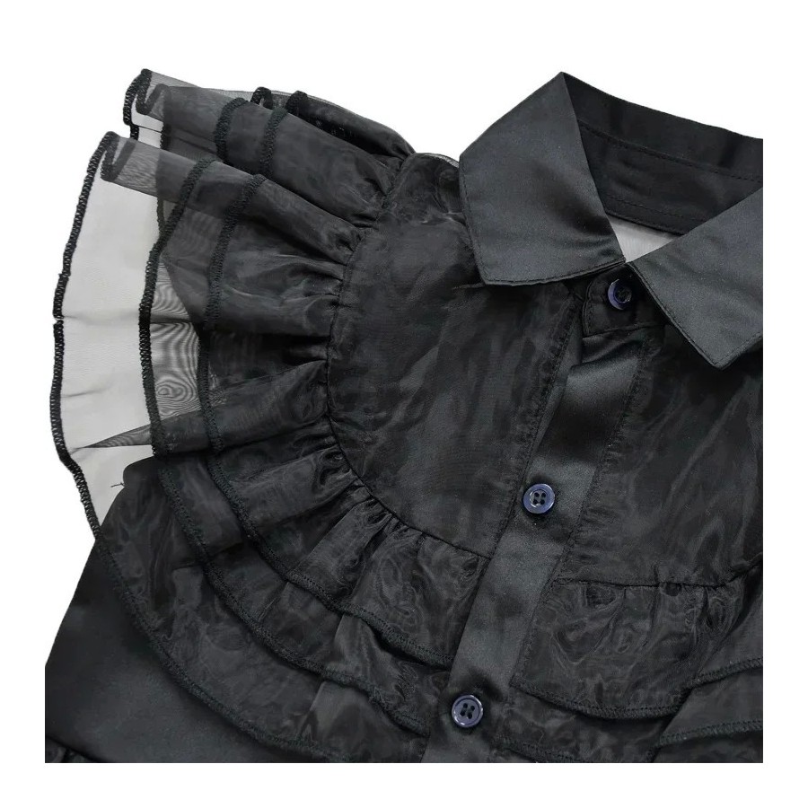 Addams-Disfraz de cumpleaños para niñas, vestido de fiesta con Peluca