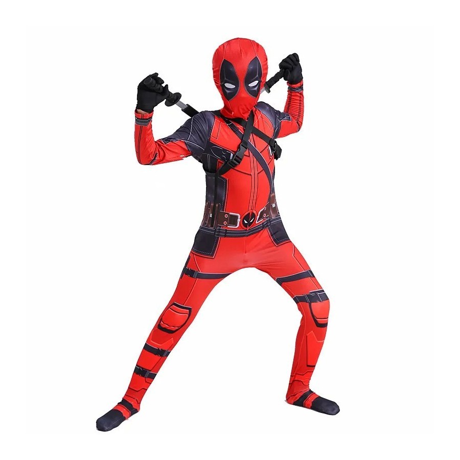 Disfraz de superhéroe Deadpool para niños, mono de Cosplay de Hallowee