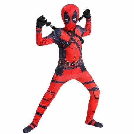 Disfraz de superhéroe Deadpool para niños, mono de Cosplay de Halloween, máscara de personaje de película de fantasía, medias co