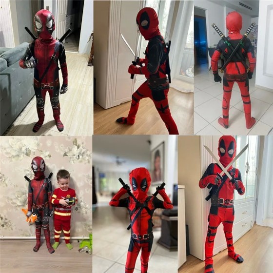 Disfraz de superhéroe Deadpool para niños, mono de Cosplay de Hallowee