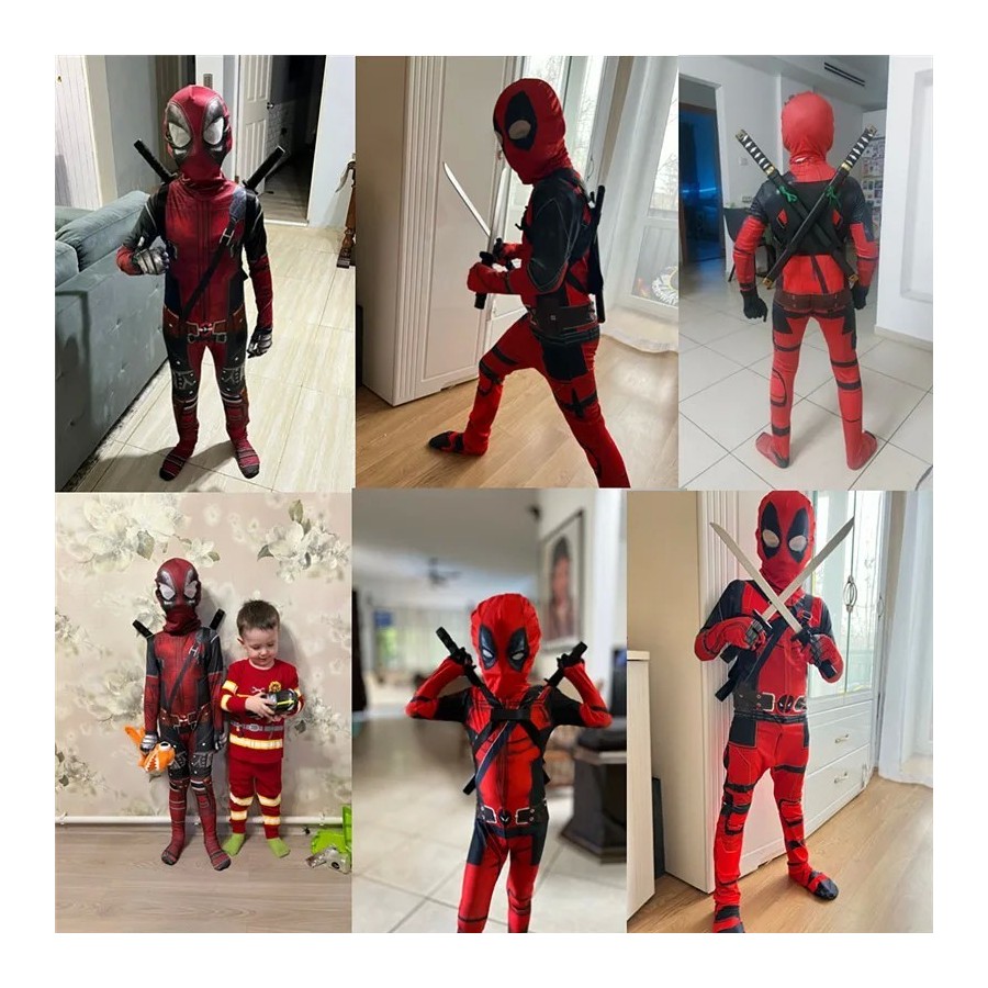 Disfraz de superhéroe Deadpool para niños, mono de Cosplay de Hallowee