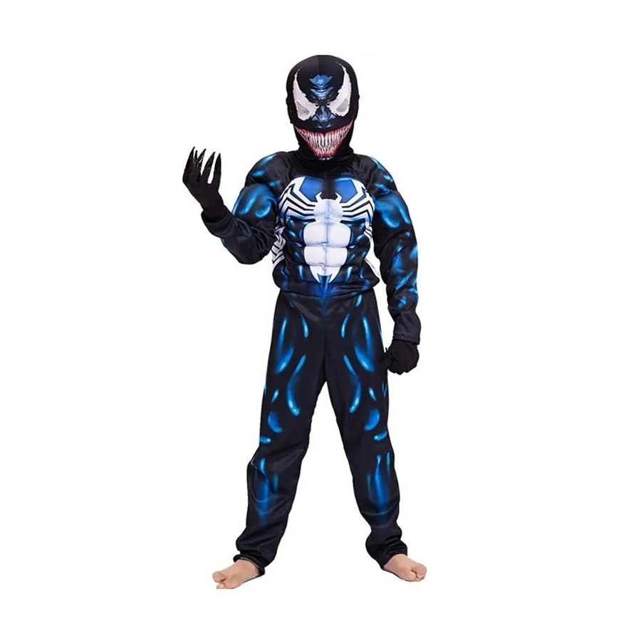 Disfraz de superhéroe negro para niños, Mono de Spider Venom, disfraz 