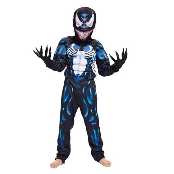 Disfraz de superhéroe negro para niños, Mono de Spider Venom, disfraz 