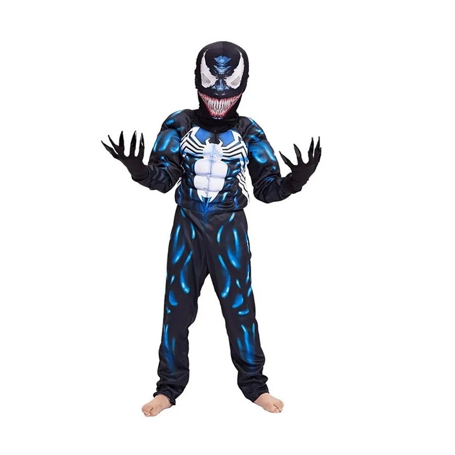 Disfraz de superhéroe negro para niños, Mono de Spider Venom, disfraz 