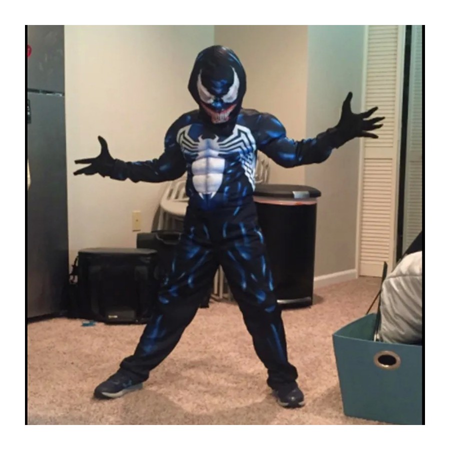 Disfraz de superhéroe negro para niños, Mono de Spider Venom, disfraz 