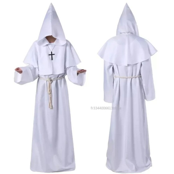 Disfraz de Mago para Halloween, traje Medieval con capucha, Túnica de 