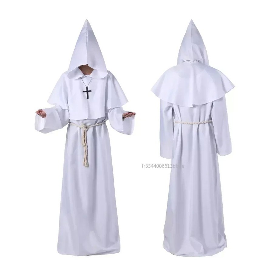 Disfraz de Mago para Halloween, traje Medieval con capucha, Túnica de 