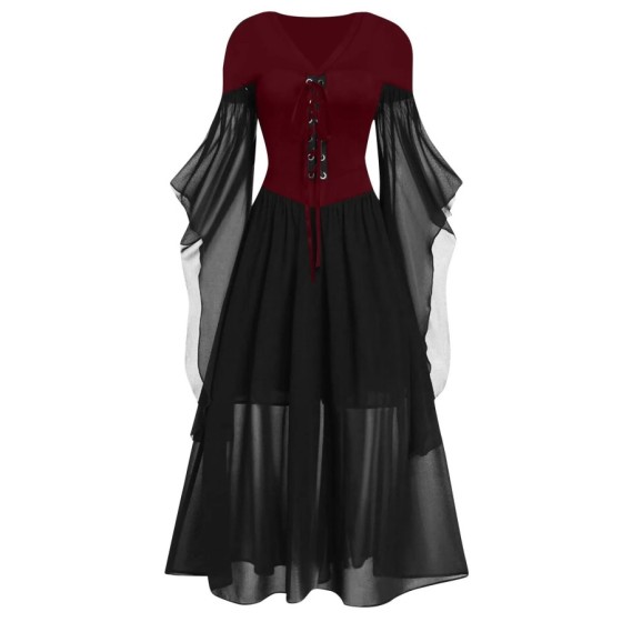 Vestido de bruja Medieval para mujer, Vintage, Halloween, talla grande