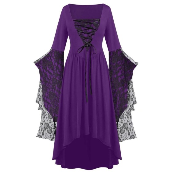Vestido de bruja Medieval para mujer, Vintage, Halloween, talla grande