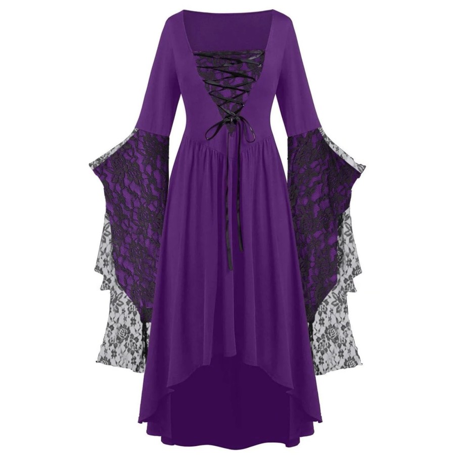 Vestido de bruja Medieval para mujer, Vintage, Halloween, talla grande