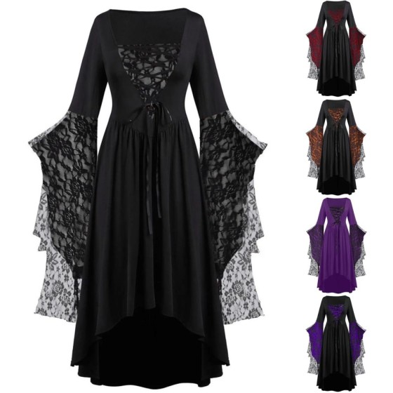 Vestido de bruja Medieval para mujer, Vintage, Halloween, talla grande