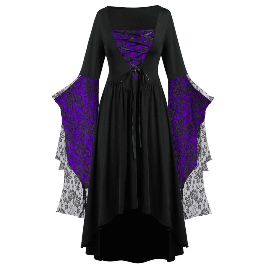 Vestido de bruja Medieval para mujer, Vintage, Halloween, talla grande