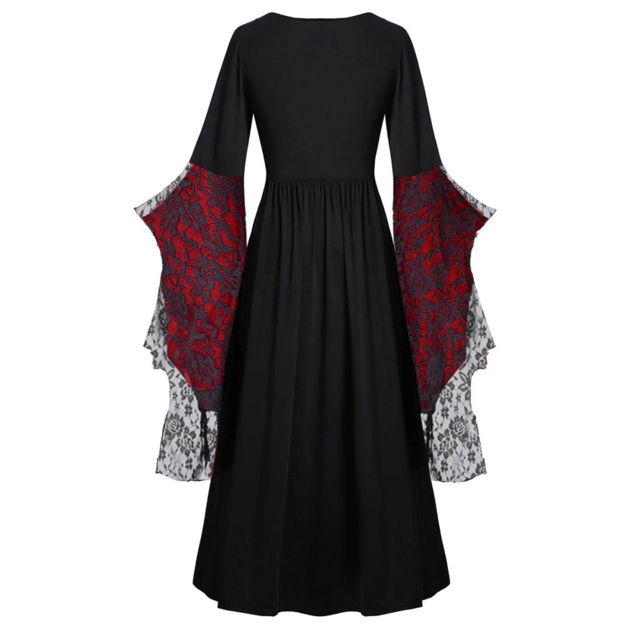 Vestido de bruja Medieval para mujer, Vintage, Halloween, talla grande