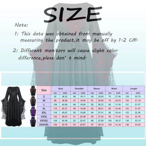 Vestido de bruja Medieval para mujer, Vintage, Halloween, talla grande