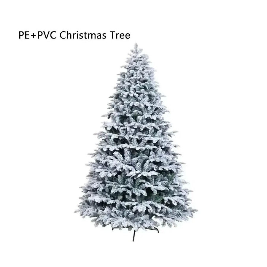 PE + PVC flocado árbol de Navidad nieve blanca árbol de Navidad ambien
