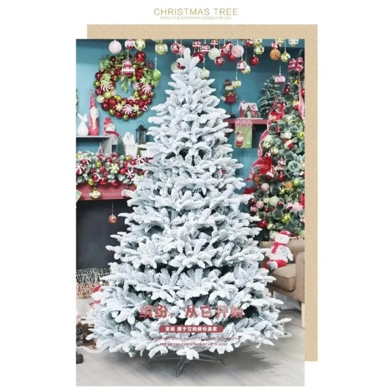 PE + PVC flocado árbol de Navidad nieve blanca árbol de Navidad ambien