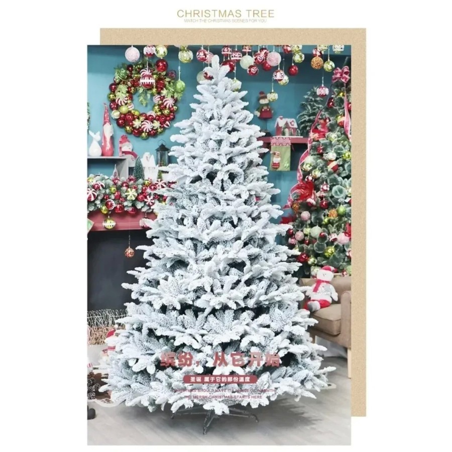 PE + PVC flocado árbol de Navidad nieve blanca árbol de Navidad ambien