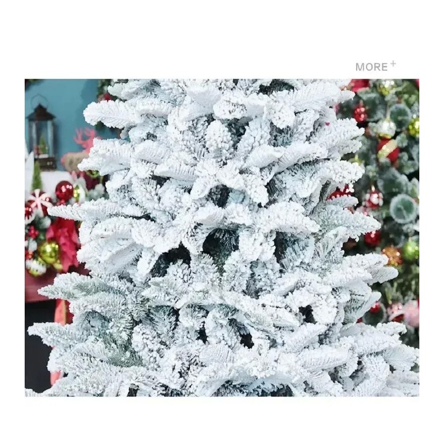 PE + PVC flocado árbol de Navidad nieve blanca árbol de Navidad ambien