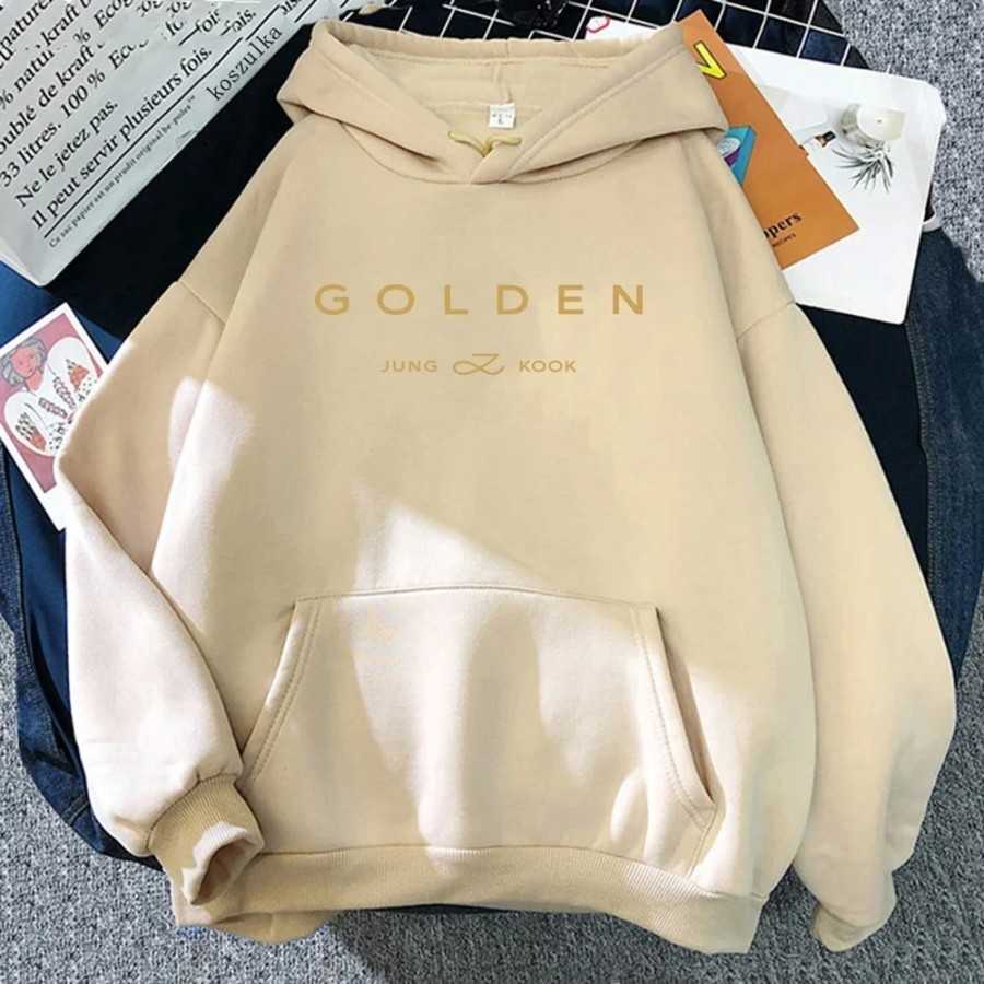 JungKook-Sudadera con capucha dorada para mujer, sudaderas con capucha