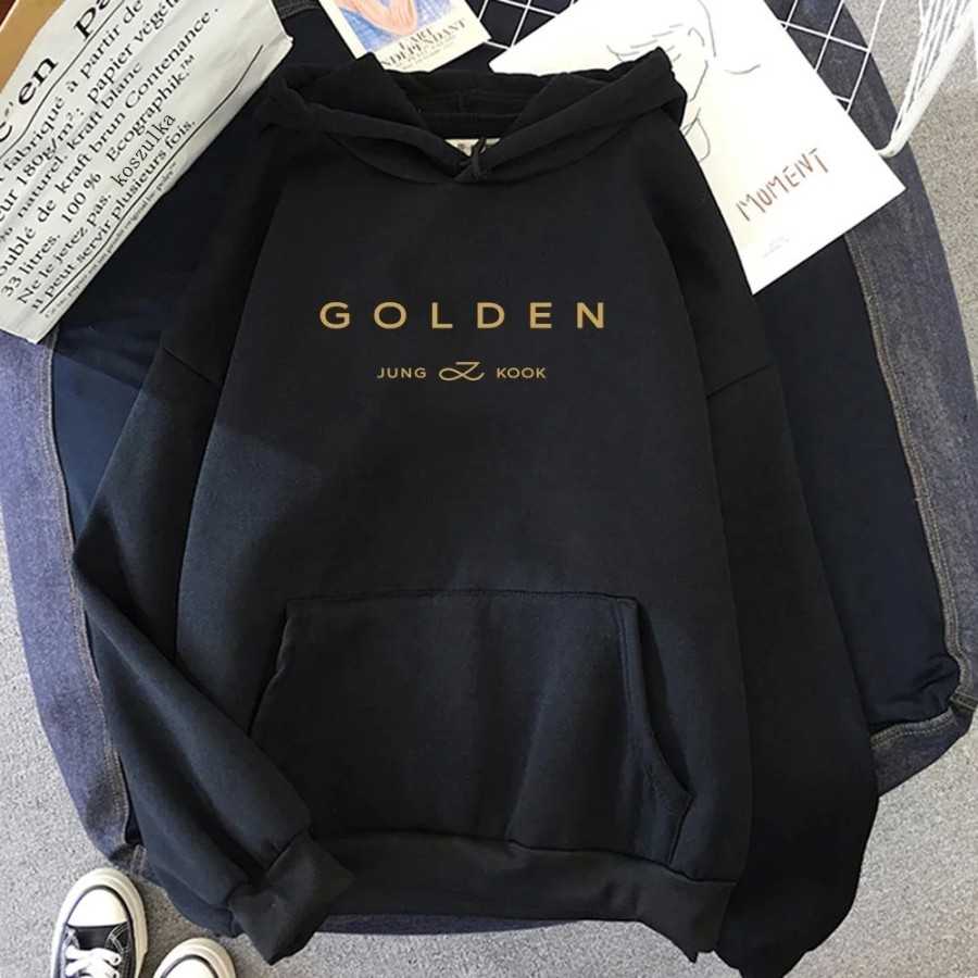 JungKook-Sudadera con capucha dorada para mujer, sudaderas con capucha