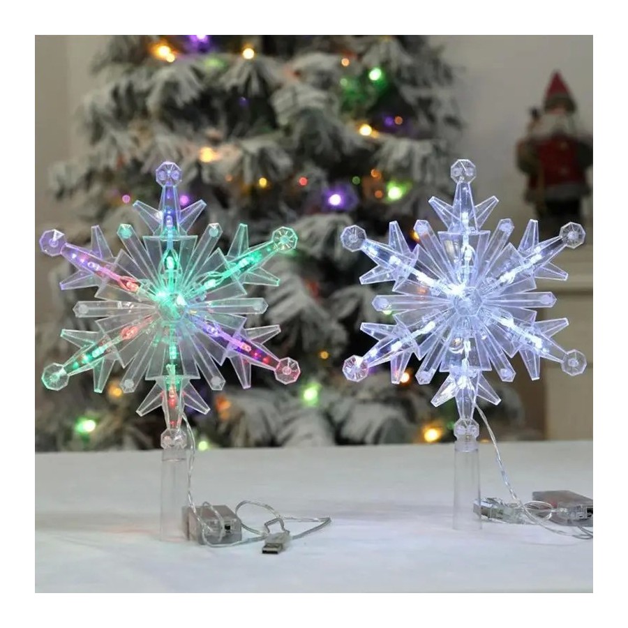 Decoración de árbol de copo de nieve brillante, adorno LED, decoración Decoración de árbol de copo de nieve brillante, adorno LED, decoración