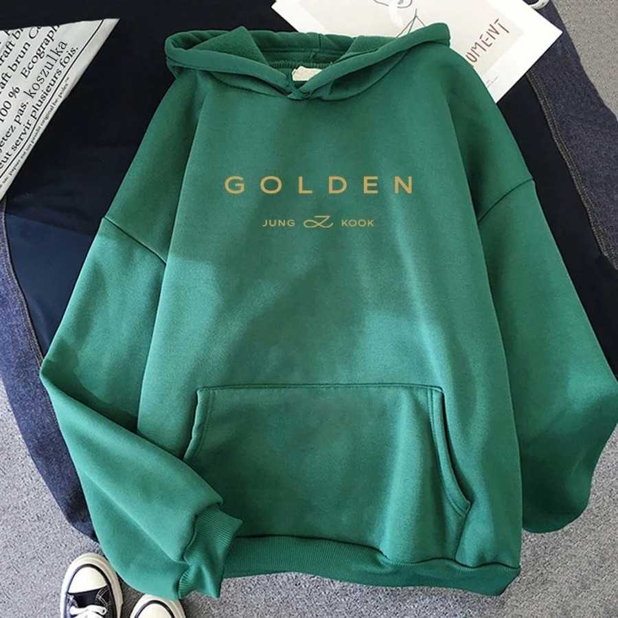 JungKook-Sudadera con capucha dorada para mujer, sudaderas con capucha