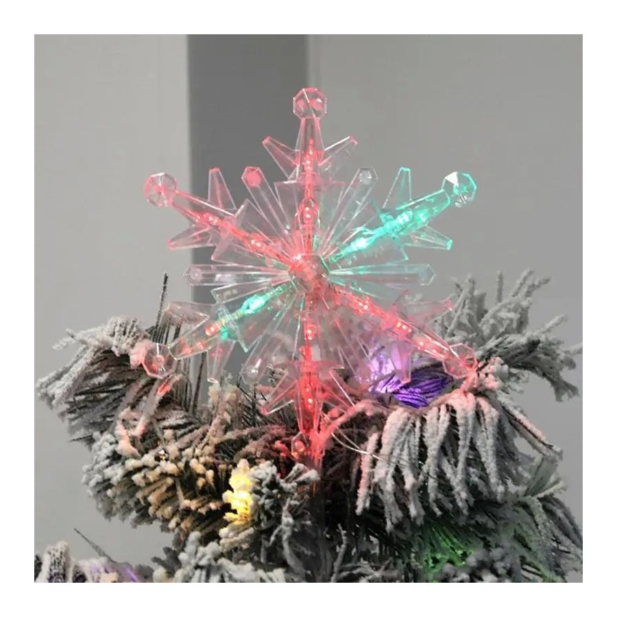 Decoración de árbol de copo de nieve brillante, adorno LED, decoración