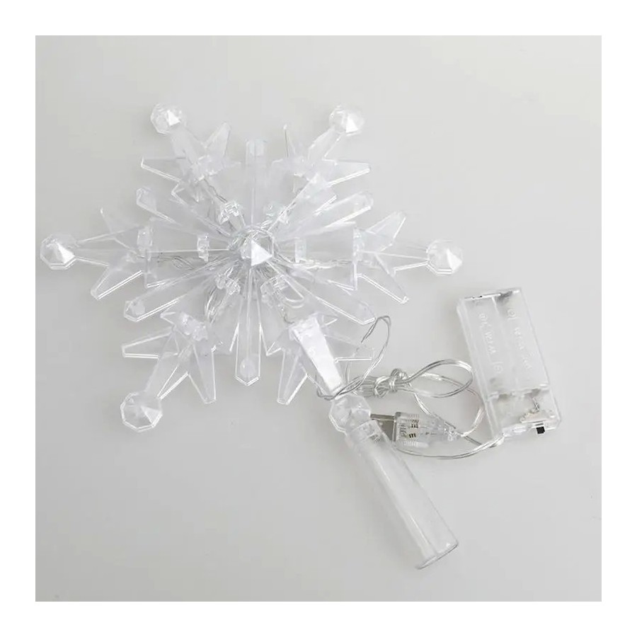 Decoración de árbol de copo de nieve brillante, adorno LED, decoración