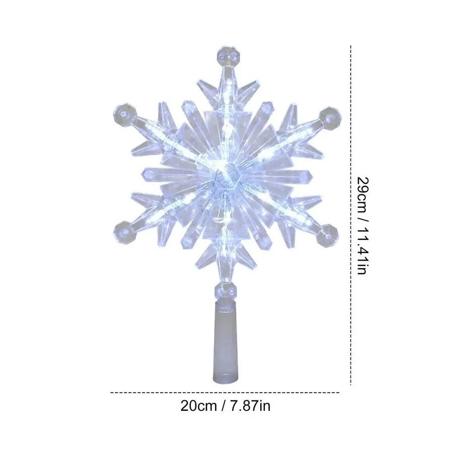 Decoración de árbol de copo de nieve brillante, adorno LED, decoración