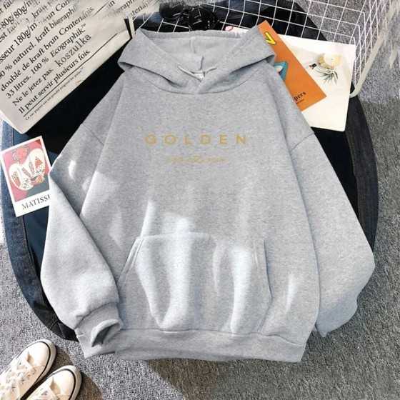 JungKook-Sudadera con capucha dorada para mujer, sudaderas con capucha