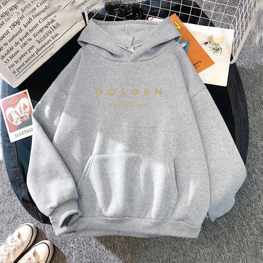 JungKook-Sudadera con capucha dorada para mujer, sudaderas con capucha