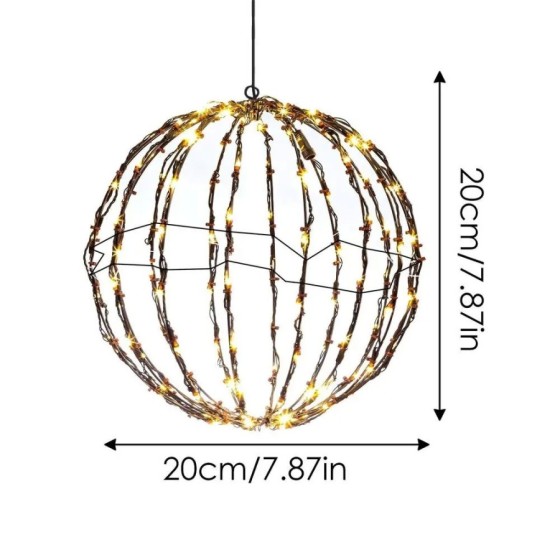Luces LED para decoración al aire libre, cadena de bolas de ratán, lám