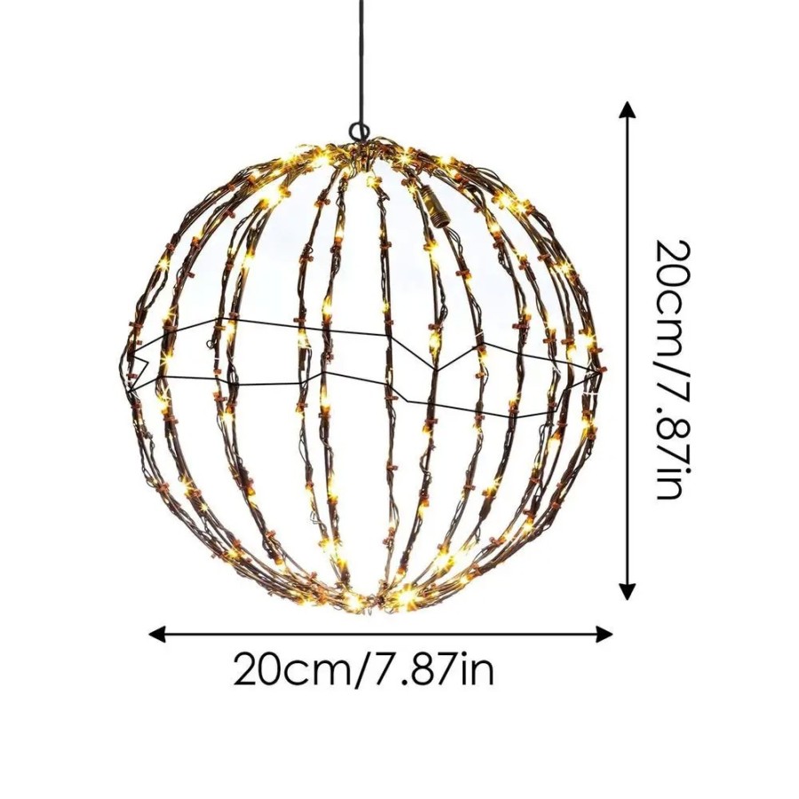 Luces LED para decoración al aire libre, cadena de bolas de ratán, lám
