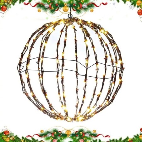 Luces LED para decoración al aire libre, cadena de bolas de ratán, lámpara colgante para el hogar, jardín, árbol de Navidad, dec